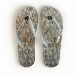 Michael Kors Signature White and Gold Sandals